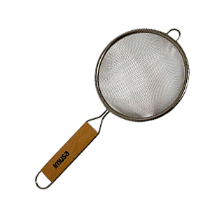 STAINLESS STEEL STRAINER W/WOOD HANDLE 6"