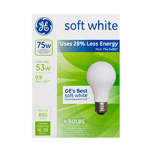 LIGHTBULBS SOFT WHITE 75W