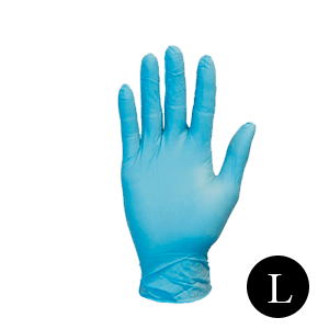 BLUE PRE POWDERED VINYL GLOVES LARGE 100 ct