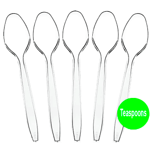 HEAVY DUTY CLEAR TEASPOONS 48/24ct