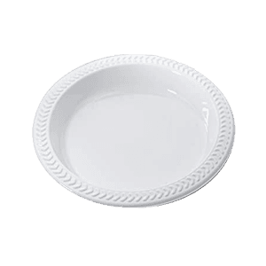 6" PLASTIC WHITE PLATE 8/100 ct