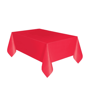 RED 54"X108" RECTANGULAR PLASTIC TABLE COVER
