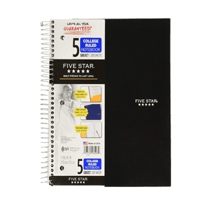 NOTEBOOK 5 SUBJECT  150 sheets
