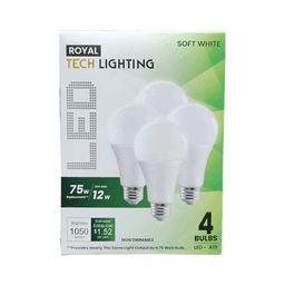 Royal - LED LIGHTING SOFT WHITE 75W (12W) 12/4CT - Batteries/electrical