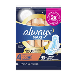 Always - MAXI SZ #4 OVERNIGHT FLEXI-WINGS 3/16CT - Body Care