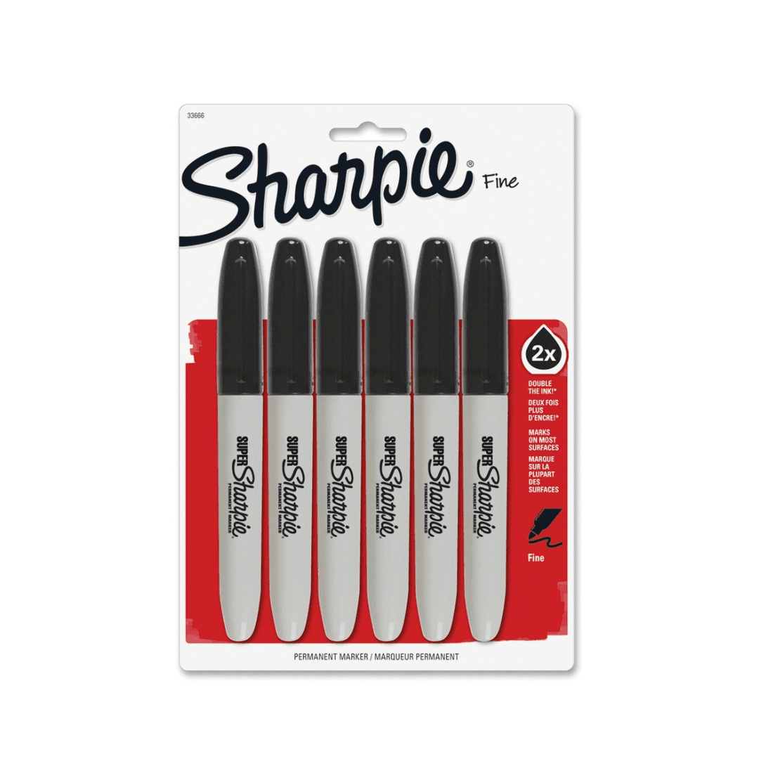 BLACK PERMANENT MARKER 6/1 pk
