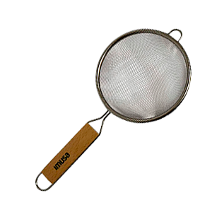 STAINLESS STEEL STRAINER W/WOOD HANDLE 6"