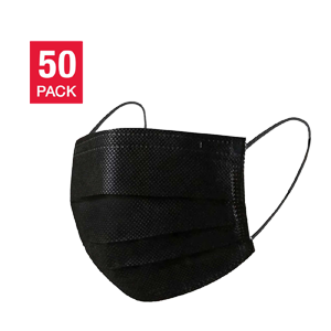 DISPOSABLE FACE MASK BLACK 50 ct