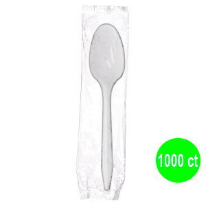WHITE PLASTIC SPOON INDIVIDUAL WRAPPED 1000 ct