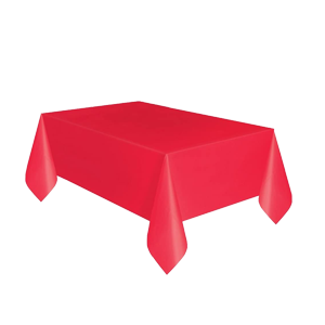RED 54"X108" RECTANGULAR PLASTIC TABLE COVER