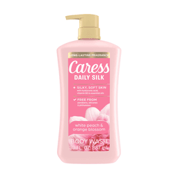 Caress - BODY WASH DAILY SILK WHITE PEACH&ORANGE BLOSSOM 30oz w PUMP - Body Care